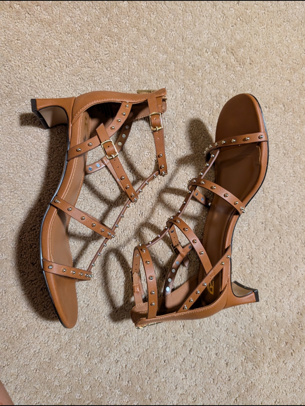Rebecca Minkoff Cognac Studded Strappy Heels